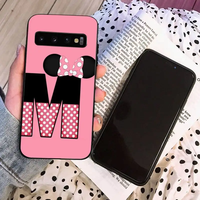 

Cartoon Mouse Bow 26 Letters DIY Printing Phone Case For Samsung S8 9 10 20 Plus Note 8 9 10 10plus 20 Ultra M21