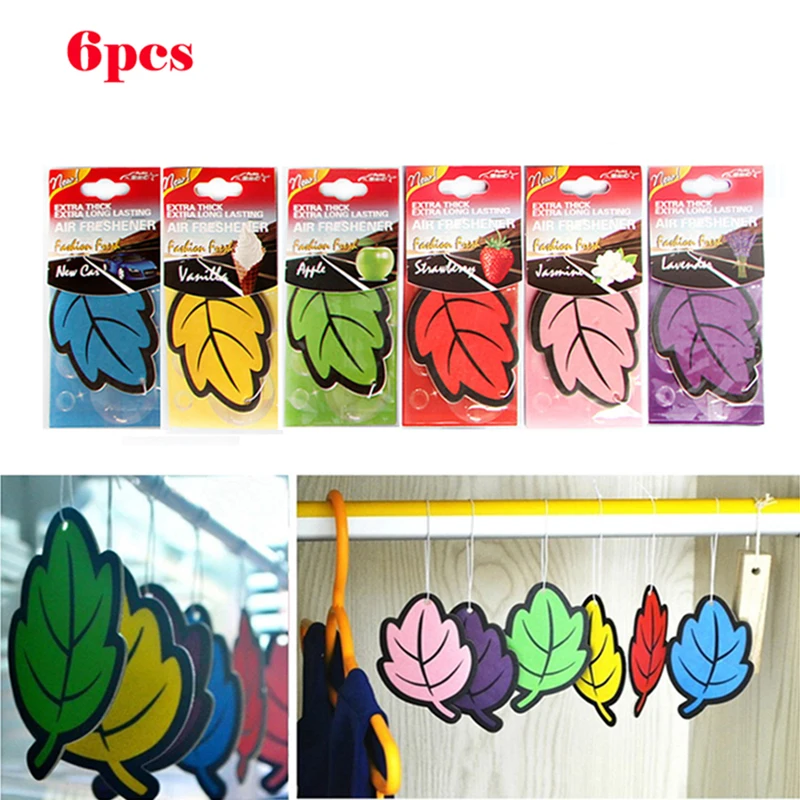 

6PCS Car Air Freshener Natural scented tea paper Auto Hanging Vanilla perfume fragrance Leaf Shape car accessories interior