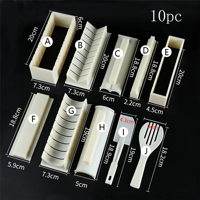 

10pcs/Set Easy To Use DIY Rice Ball Sushi Maker Mold Kitchen Sushi Making Tool Set for Sushi Roll Kitchen Accessory Cooking Tool
