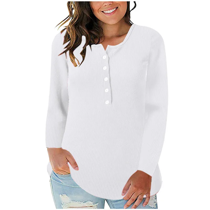 Womens V Neck Winter Sweater Long Sleeve Solid Button Down Basic Tops Tees Plus Size Pullovers Sweter Damski | Женская одежда