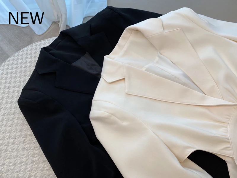 

new Korean 2020 autumn winter women designer single breasted expose waist blazer coats elegant fashion slim blazers S261