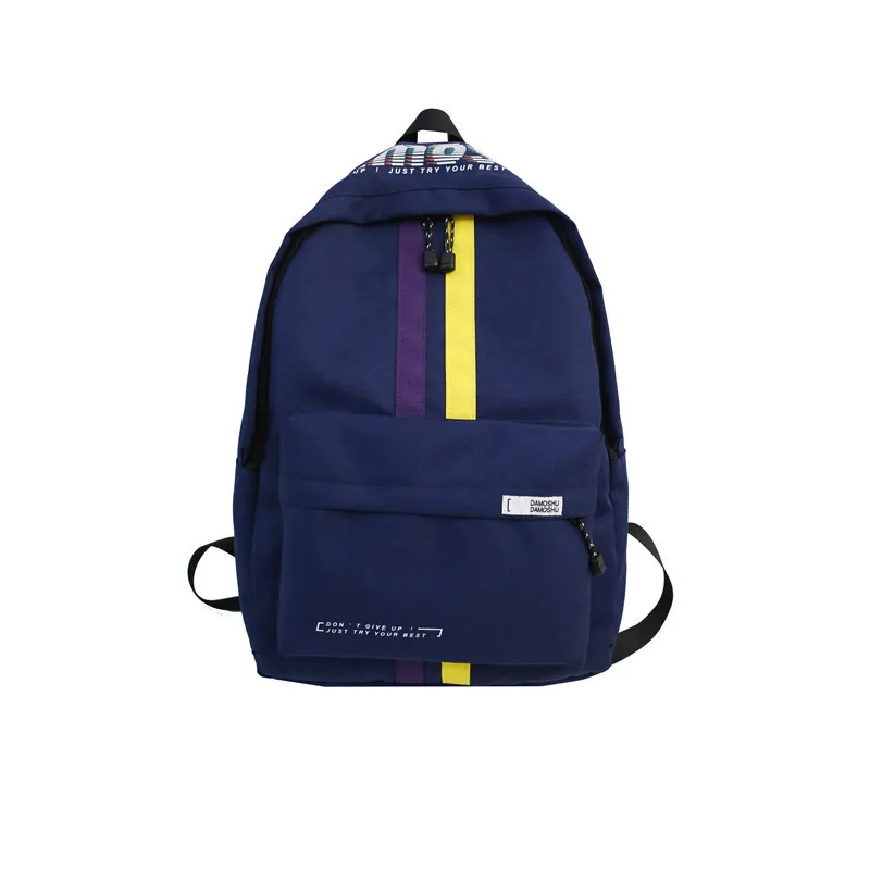 

College style all-match boy and girl student schoolbag simple color matching striped travel backpack