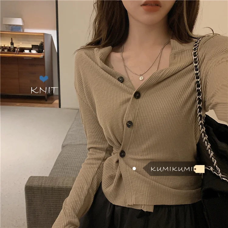 

Новинка 2021, Женский Топ с длинным рукавом, Женский Летний Тонкий короткий кардиган в Корейском стиле