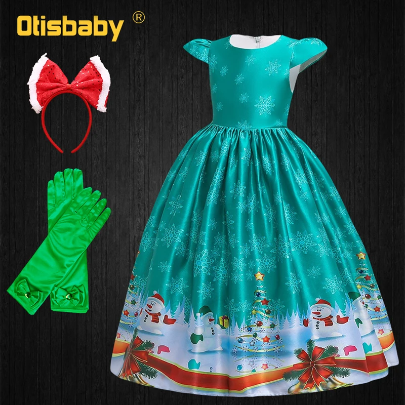 SD053 Set Нарядное длинное рождественское платье для девочек, одежда для девочек, новогодние вечерние платья Феи Санта Клауса, элегантный Детский костюм - Цвет: SD053 Set