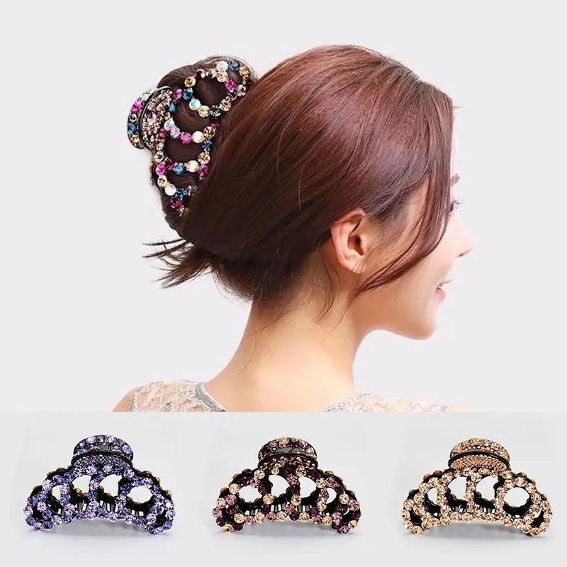

Hair Claws Clip For Women Fashion Elegant Rhinestone Hair Claws Crystal Barrettes Hair Crab Clamp Accessories Mom/Grandma Gifts