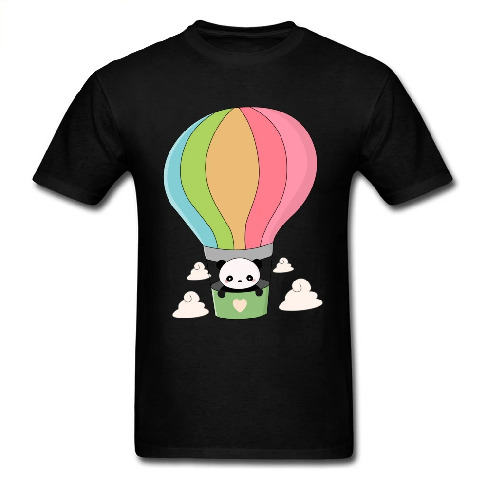 

Cute Men T Shirt Hot Air Balloon Panda Print T-shirt Normal Tees Short Cotton Summer O Neck Top T-shirts Design Sweatshirts