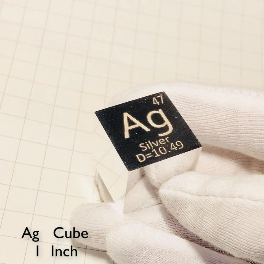 

Metal Argentum Ag Silver Cube 1 inch Periodic Table Format High Purity 99.99%