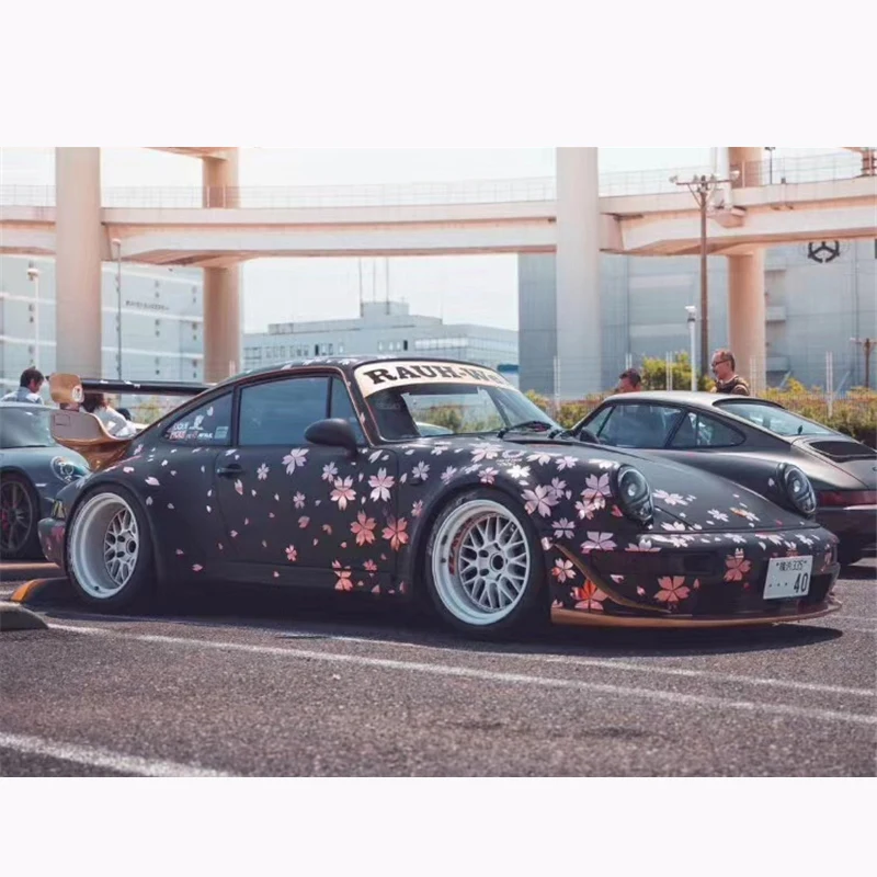 

PGM 1:64 Model Car Porsche RWB 964 Black Cherry Wide Body Refit Version Alloy Metal Collection Discast Display Toy