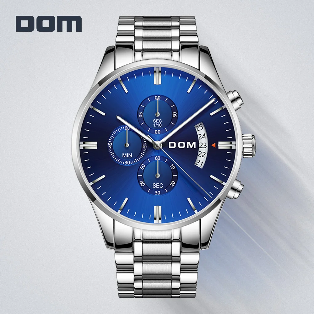DOM новая стильная мужская спортивная рубашка с короткими рукавами часы
