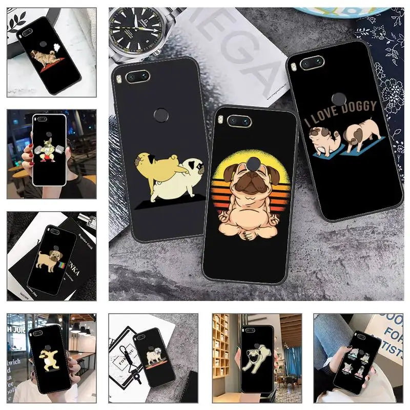 

Cute Cartoon Pug Animal Yoga Phone Case For Xiaomi Mi Redmi Note 8T 9T 9S 9A 10 7 8 9 Lite pro