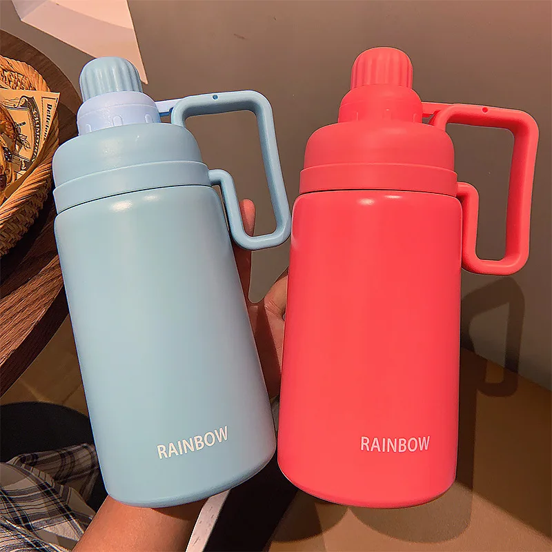 

Thermos Cup High-Capacity Insulation Pot 880ml For Students Outdoor Sports Water Cup Simple Household Water Bottle With Handle