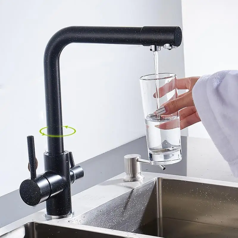Фильтр кухонный кран на палубе установлен черный смеситель вращается 360 градусов