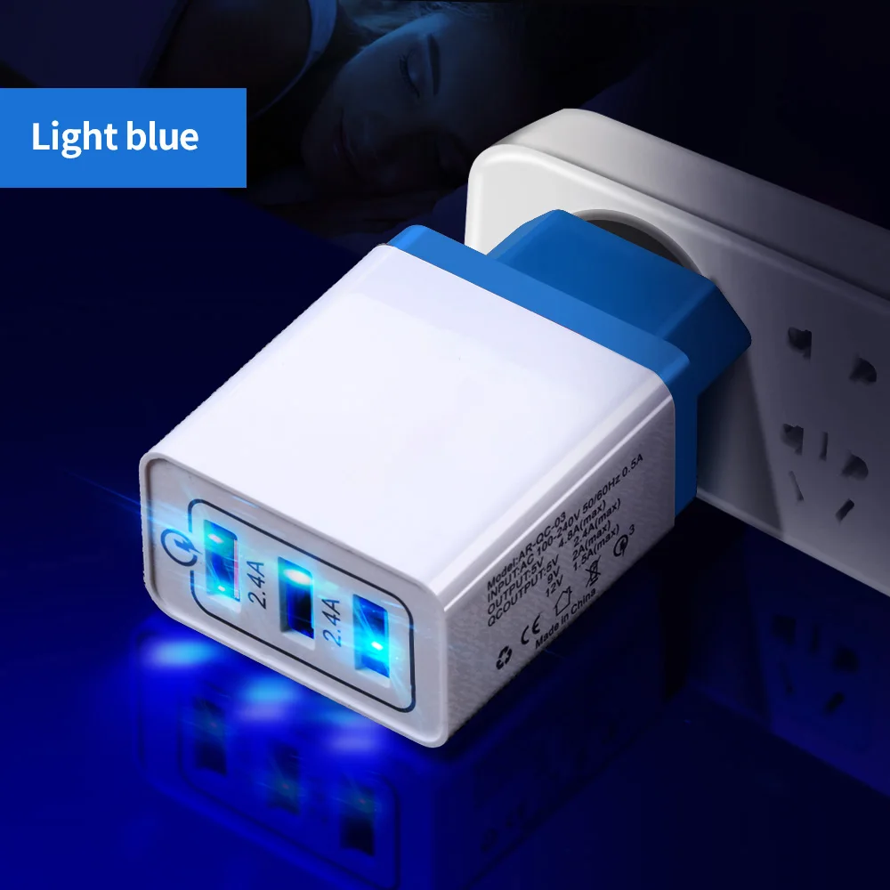 EU Blue Charger Marjay 3 порта быстрое зарядное устройство QC 3,0 USB зарядное устройство для телефона быстрое зарядное устройство EU зарядное устройство для мобильного телефона для samsung s9 s10 Xiaomi mi9 - Тип штекера: EU Blue Charger