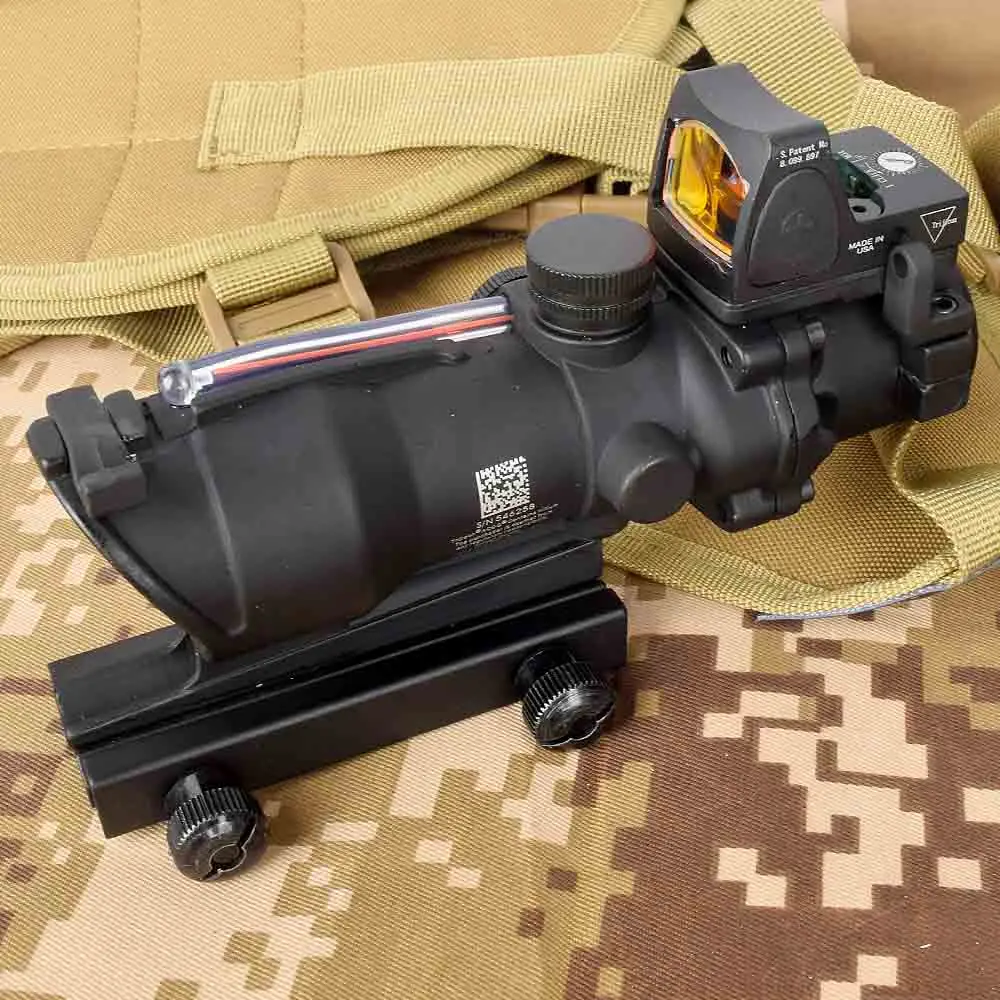 Trijicon ACOG 4X32 охотничий прицел оптика из настоящего Волокна Красная точка с подсветкой гравированная сетка тактический оптический прицел