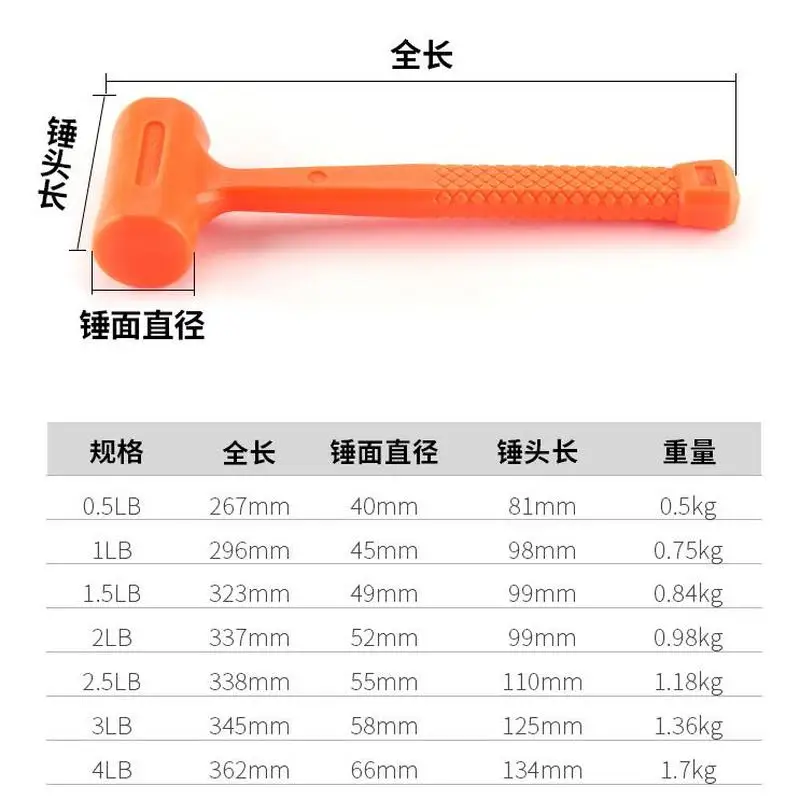 Нескользящий Резиновый молоток 0 5 4 фунта оранжевая стальная шариковая