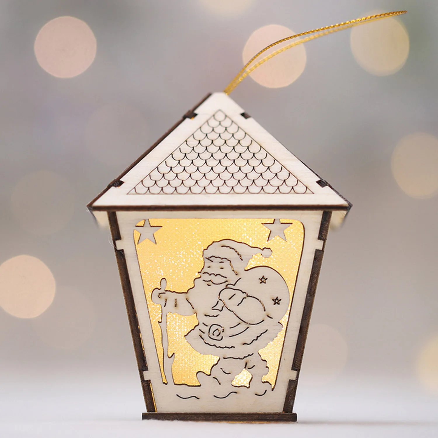 Behogar Милая Рождественская елка деревянный дом Светодиодная лампа Висячие