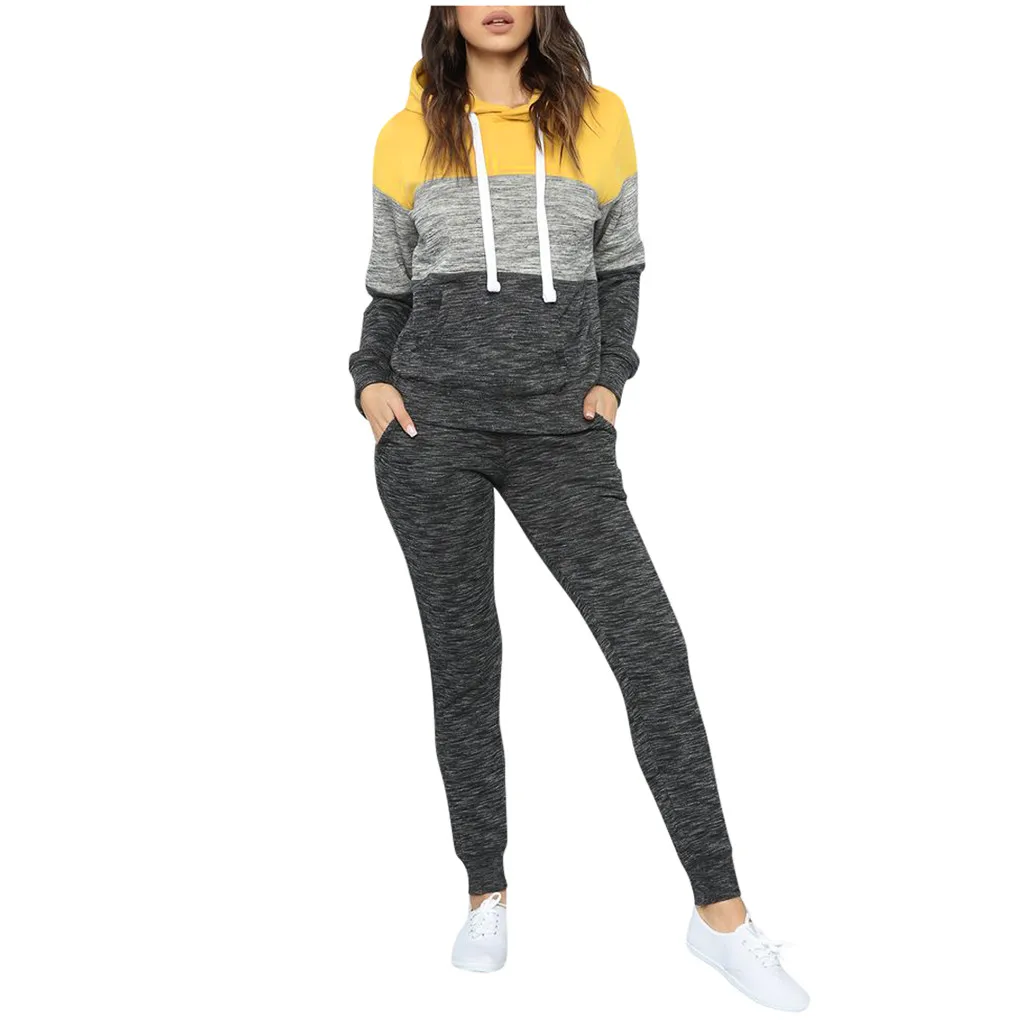 Спортивный костюм для женщин, комплект из двух предметов, sudadera mujer, зимний женский костюм для офиса, Женский Свободный Повседневный Спортивный костюм размера плюс