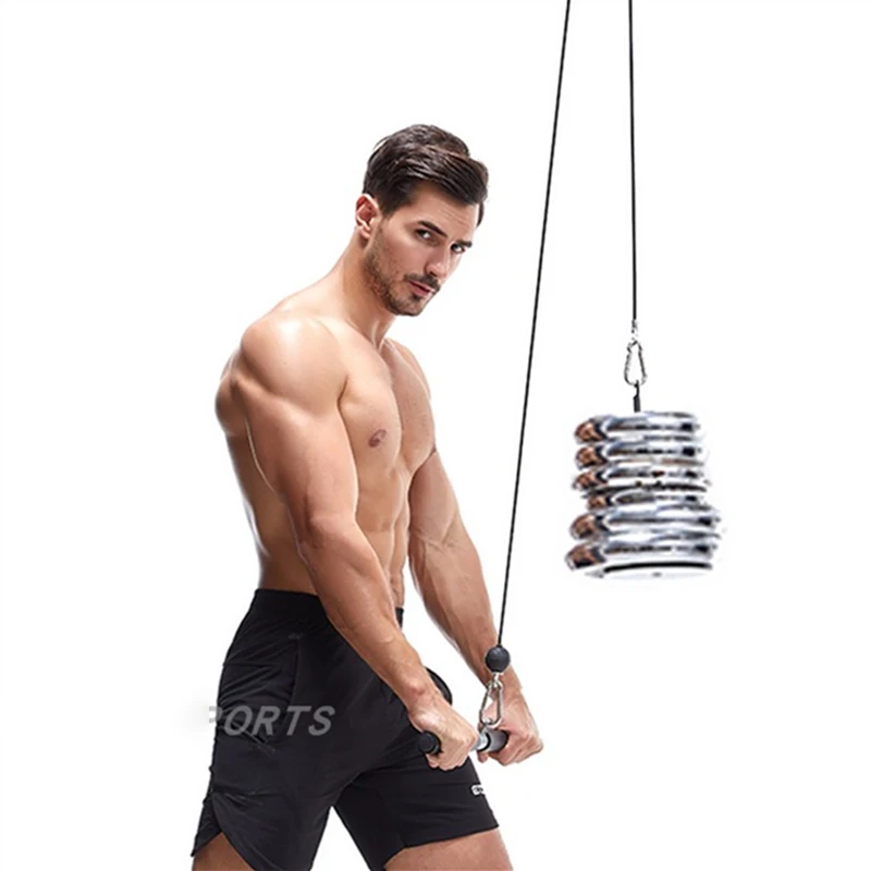 

DIY Pulley Cable Machine System with Pull Rope Handle Biceps Tricep Pull Down Attachment Fitness Equipment for Home Gym Workout