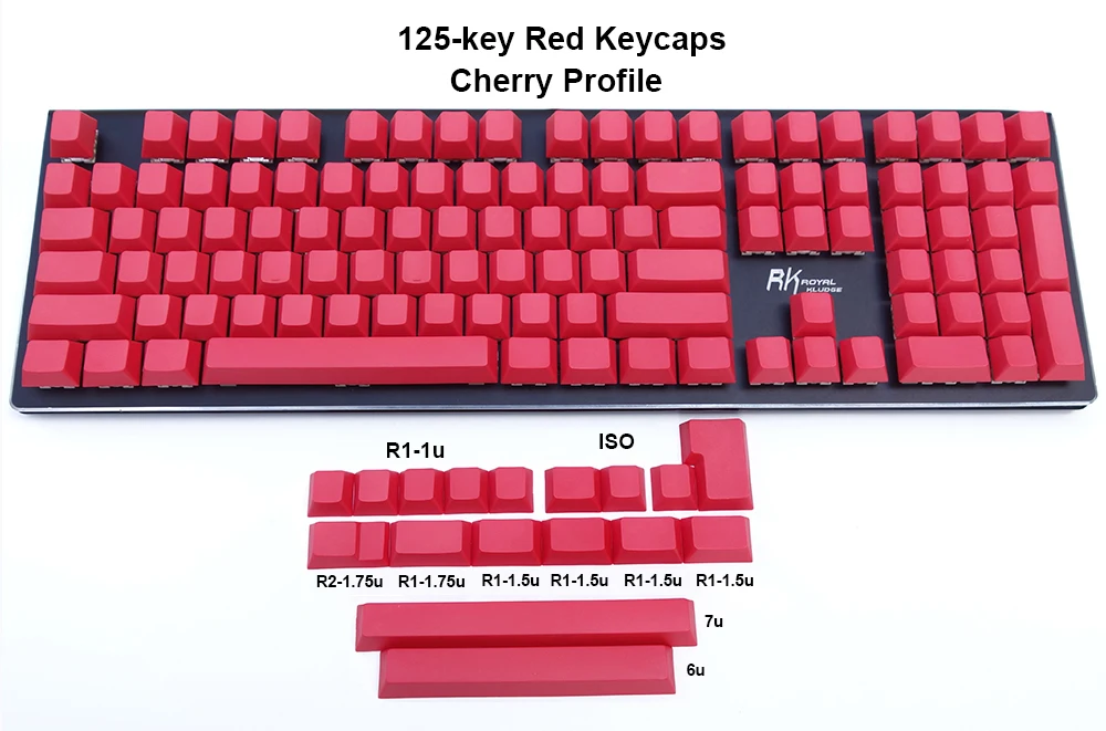 Red NPKC 125-key одноцветные вишневые профили пустые толстые PBT брелки ANSI ISO для Cherry MX переключатели механической клавиатуры - Цвет: Red