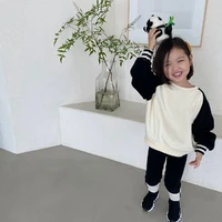 2021 lnfant baby spring and autumn leisure two piece suit male and female baby color matching sweater two piece suit