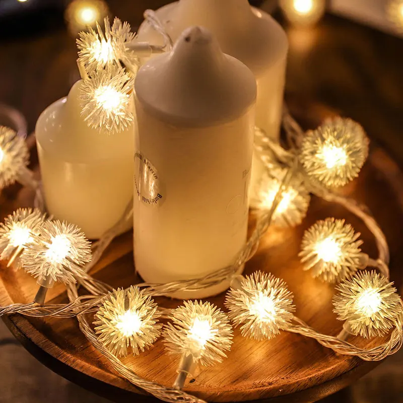 

1.5/3/6M Waterproof Fairy LED Strip Light Battery Power Holiday Party Wedding Decorative Garlands Dandelion Led Christmas Lights