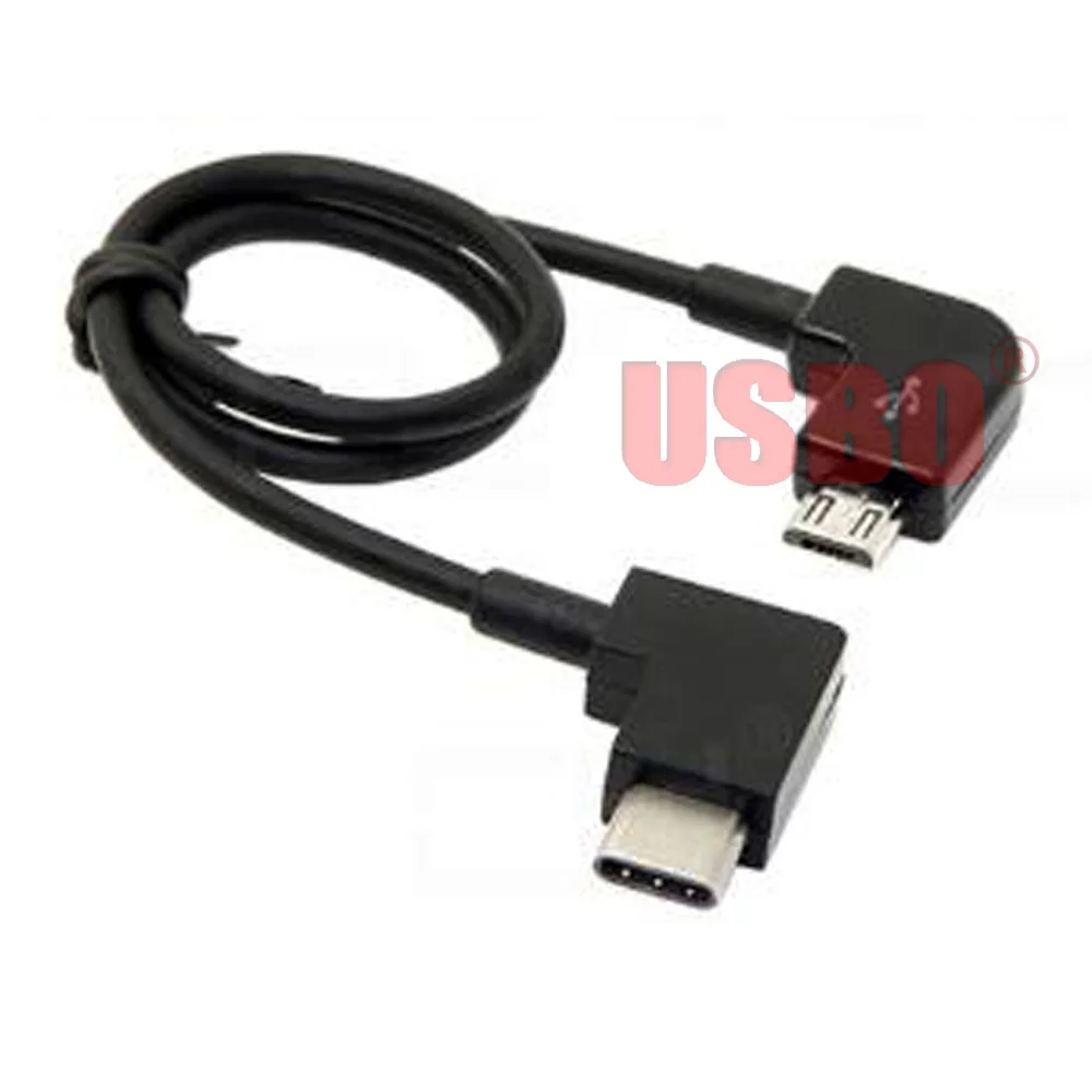 Высококачественный двойной угловой черный 0 3 м USB3.1 Тип C штекер-штекер Micro-USB