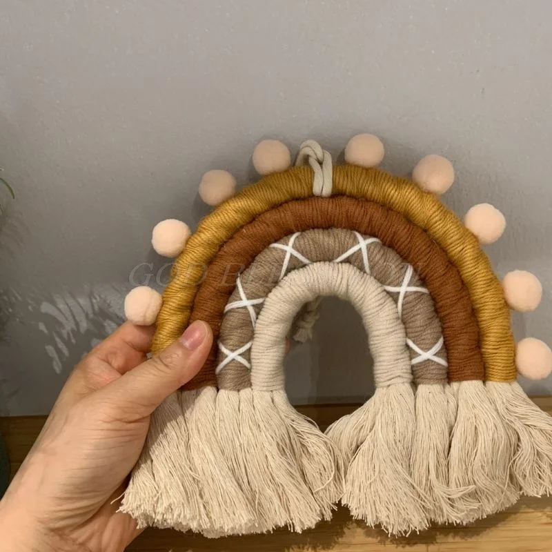 

DIY Rope Rainbow Hanging Handmade Weaving Ornament Nordic Baby Kids Room Wall Decor Nursery Hanging Home Decor Accessories