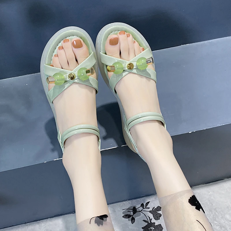 

Jelly Women's Sandals 2021 Women Designer 2021 Slippers Fashion Female Casual Beach Flat for Girl Shoes Ladies Non-slip Outdoor