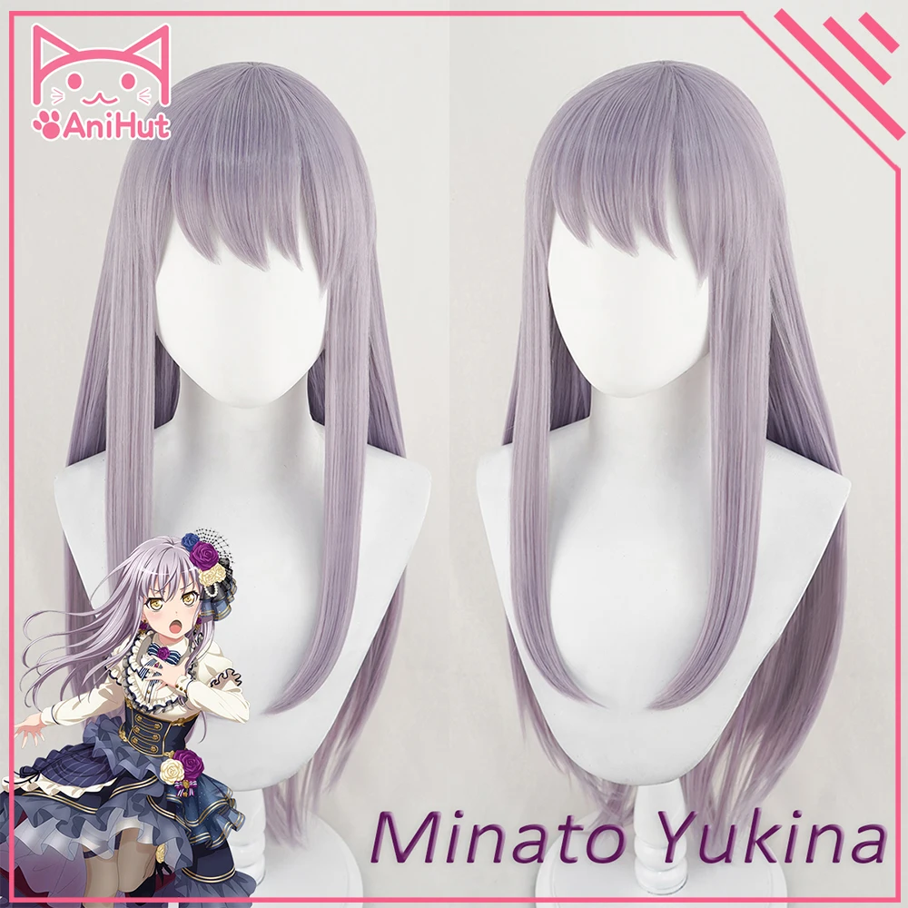 AniHut Minato Yukina Wig Game BanG Dream! Cosplay Wig Synthetic Purple Women Hair Anime BanG Dream Cosplay Minato Yukina Costume