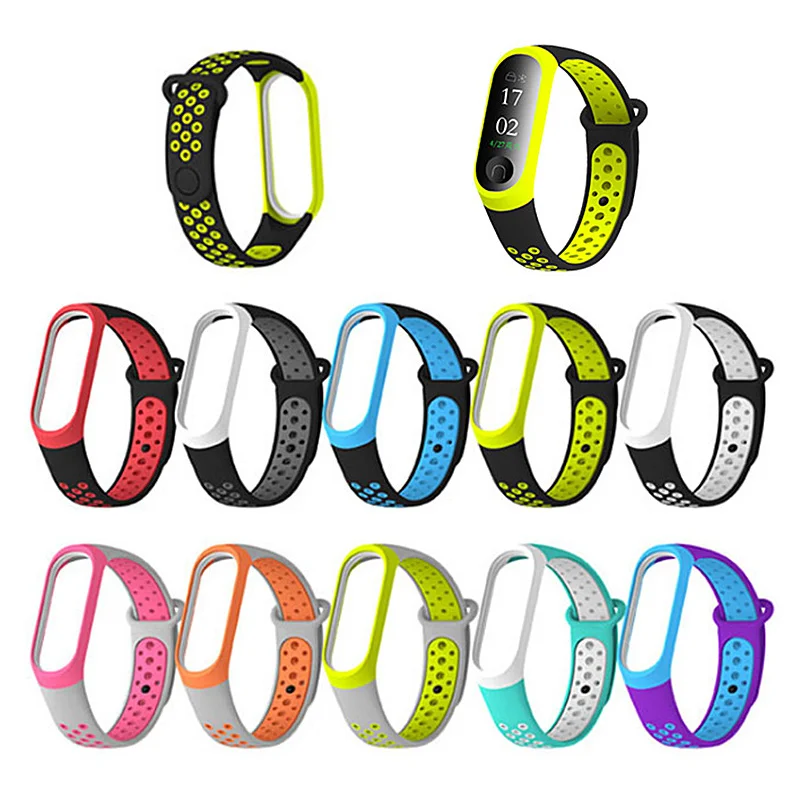 Силиконовый умный спортивный браслет для Xiaomi Mi Band 3 двухцветный фитнеса часов