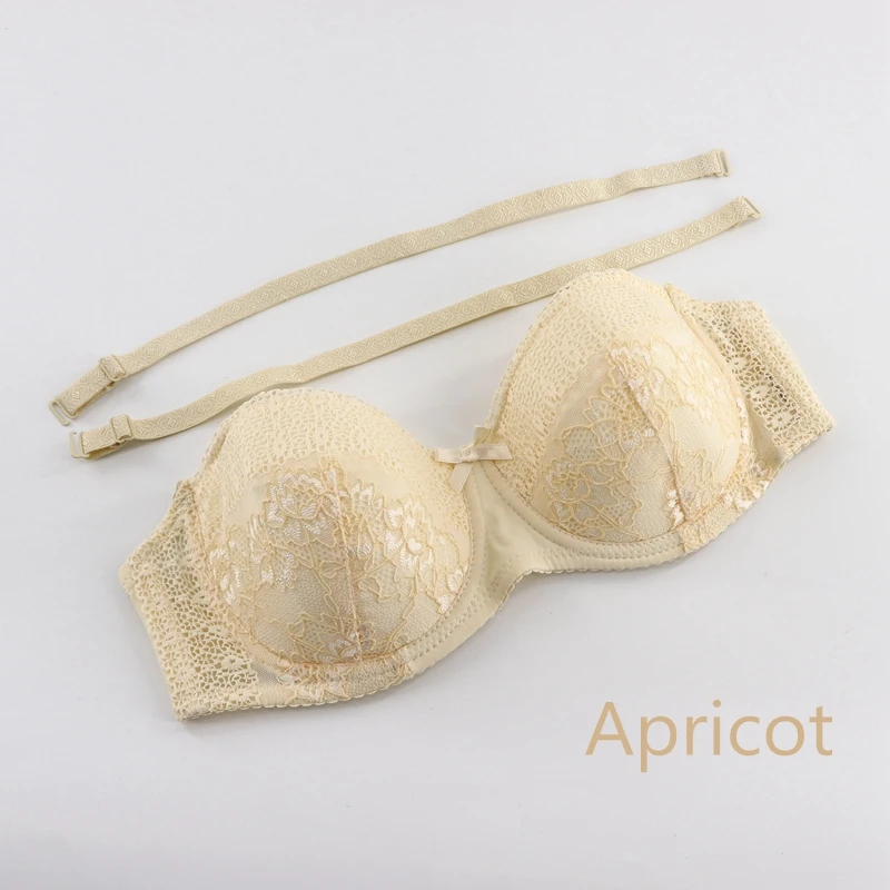 Apricot PariFairy цветочный кружевной хлопковый бюстгальтер-трансформер на бретельках, сексуальный, Bh, комфортное нижнее белье, женские прозрачные бюстгальтеры с получашками, женский бюстгальтер - Цвет: Apricot