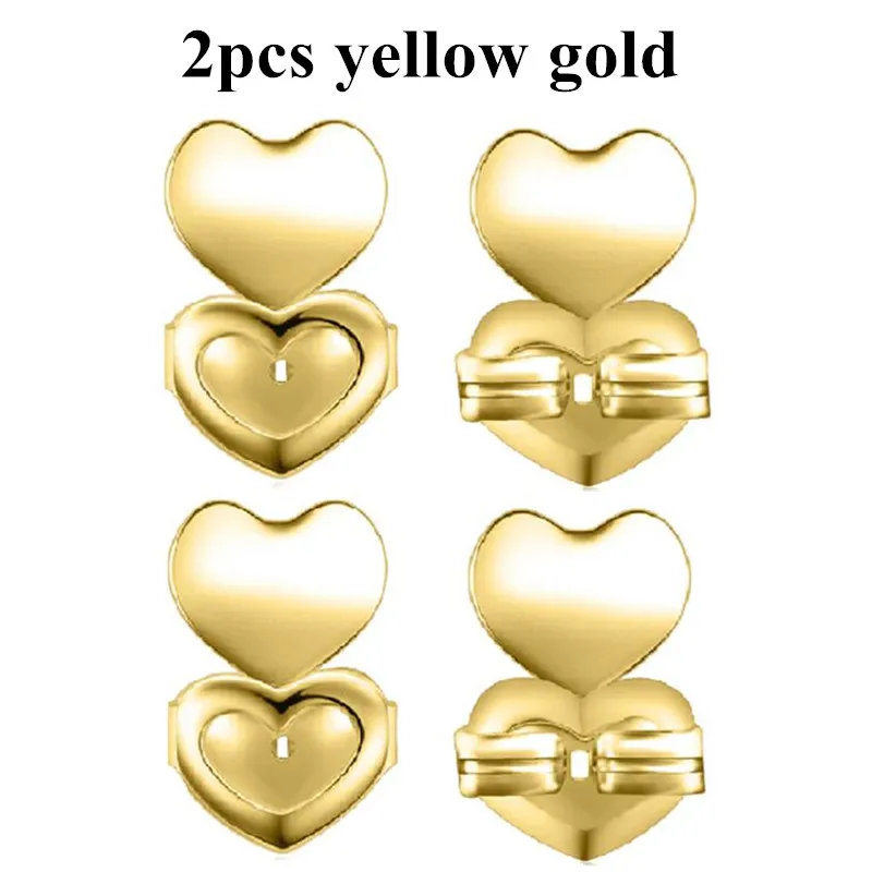 2pcs yellow gold Seanuo Золотые/серебряные серьги-гвоздики с гайкой, гипоаллергенные, подходят для сережек, поддержка для женщин - Окраска металла: 2pcs yellow gold