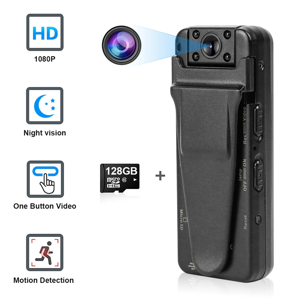 

Wearable Mini Camera A8Z Digital HD 1080P Magnet Night Vision Recording Lens rotation Micro Cam Snapshot Flashlight Loop Record