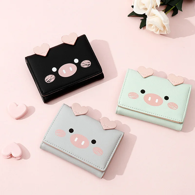 Милый кавайный кошелек с рисунком поросенка кота для девочек подростков