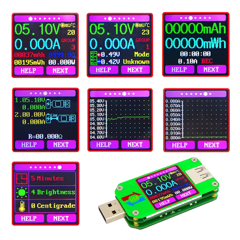 Вольтметр Амперметр UM24/UM24C UM25/UM25C UM34/UM34C USB Type C измеритель сопротивления тестер