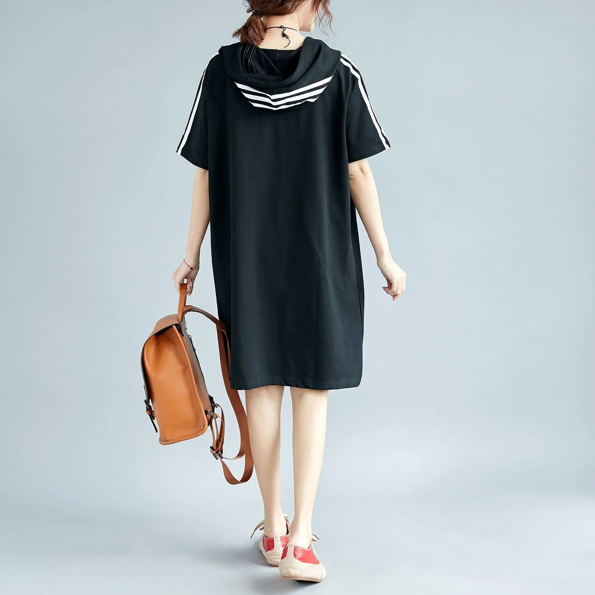 5XL Plus Size Female Dress Loose Woman Hooded Elegant Oversize Pocket Casual Summer Solid Lady Large | Женская одежда