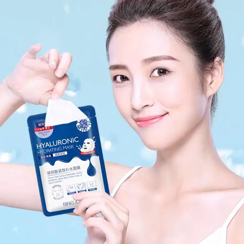 10 шт. маска для лица с гиалуроновой кислотой морскими водорослями алоэ увлажняет