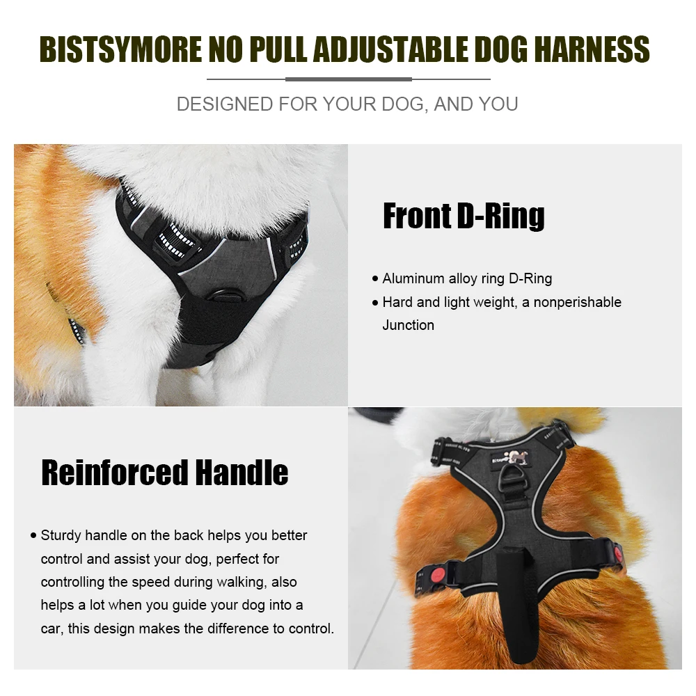 Шлейка для собак Bitsymore регулируемый светоотражающий жилет водонепроницаемый