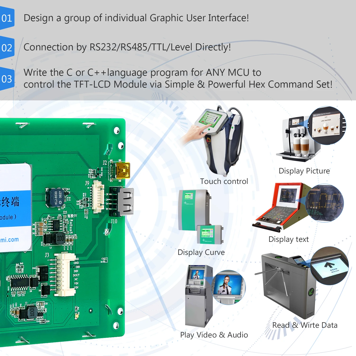 3 5 дюймовая HMI TFT панель STONE/RoHS символьный ЖК модуль/графический цветной сенсорный