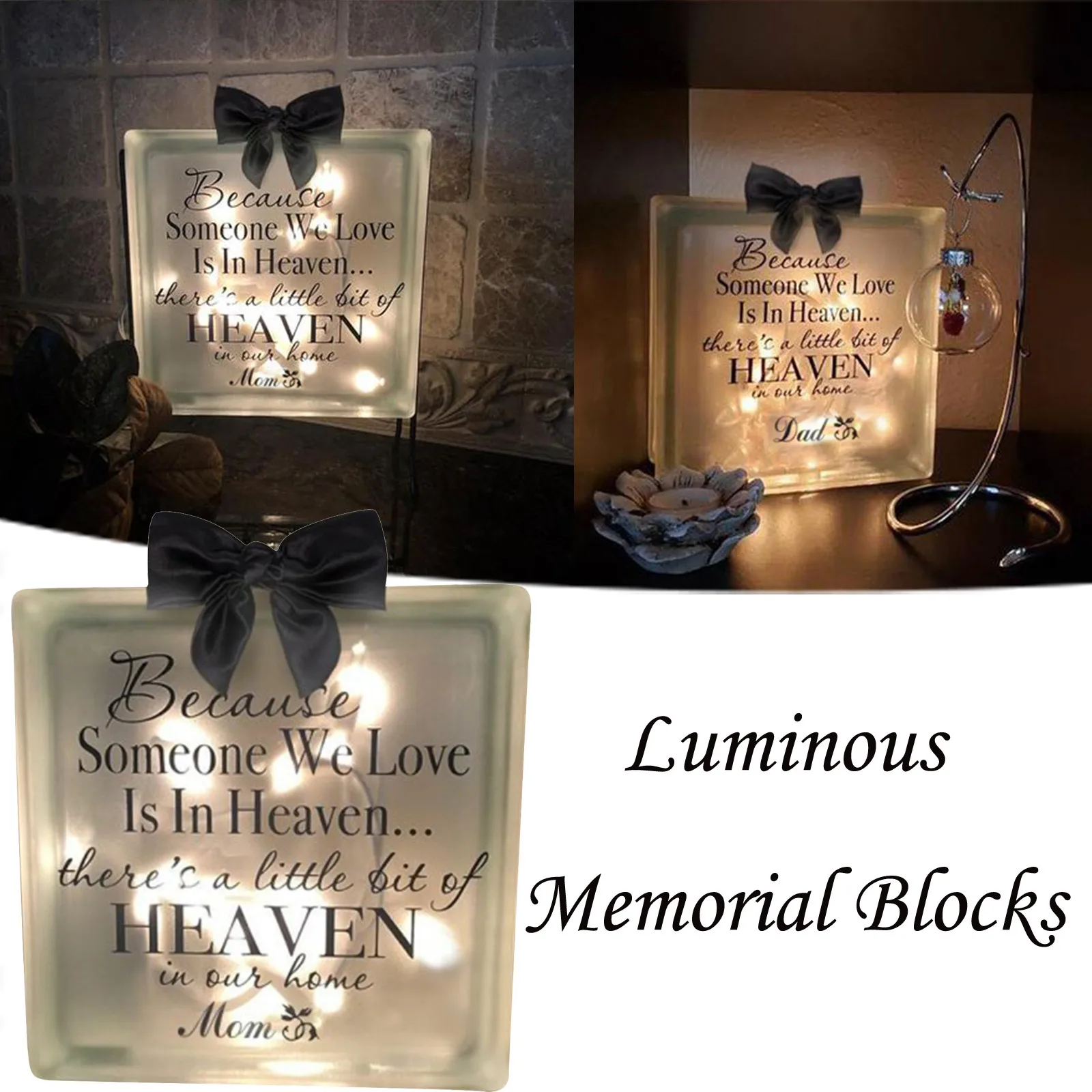 

Resin Family Holiday Decorations Home Decor Accessories Commemorative Luminous Memorial Blocks High Quality #M