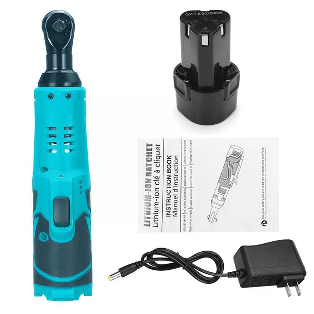 

Right Angle Wrench Electric Cordless Electric Nuts Screws Remove Repair Auto Wrench Wrench Ratchet Batteries Two Nuts 12V T Y1A0