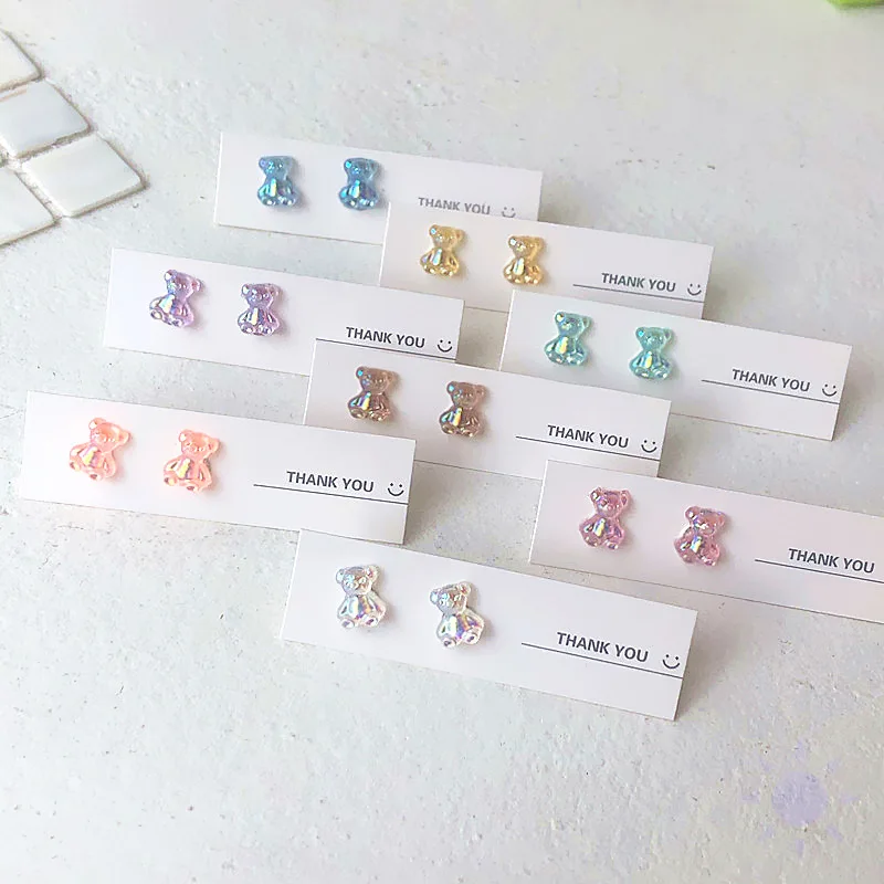 

2pcs Sweet Earrings INS Cute Mini Colorful Candy Color Bear Earrings Earstuds Fashion Simple Jelly Resin Earrings For Women Girl