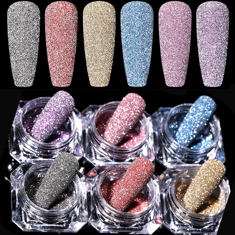 

Reflective Glitter Nail Crystal Diamonds Powder Sparkling Auroras Sequins Shiny Pigment iridescent Glass Micro Drill Nai