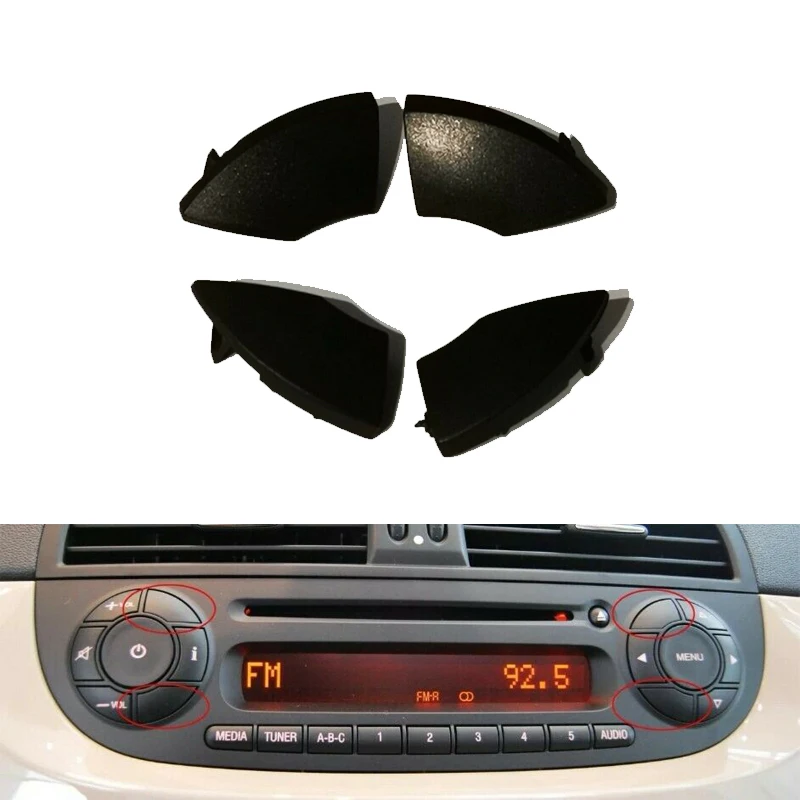 

Car Replacement Fit For Fiat 500 Radio CD Button Buttons BLACK Trim Mould Cover Removal 2008+ 4pcs Accessories Stickers
