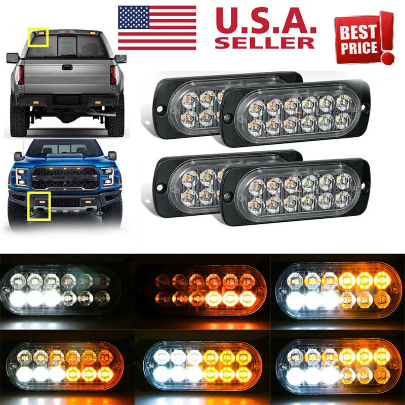 

2PCS New 12-light ultra-thin warning light 12LED truck motorcycle pickup flash light