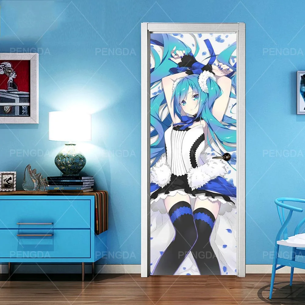 Самоклеящийся домашний декор аниме Hatsune Mirai плакат 3D наклейка на дверь спальни