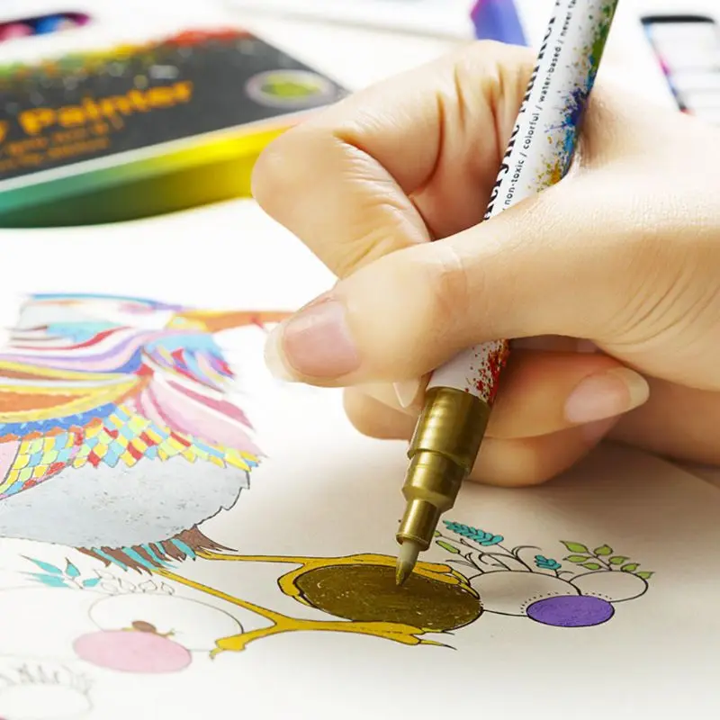 

12/18 Colors Acrylic Paint Marker Pen Set for DIY Album Glass Ceramic Rock Wood