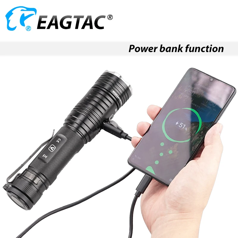 EAGTAC TX3V USB Перезаряжаемый светодиодный фонарик XHP70.2 3550 люмен 21700 включен внешний