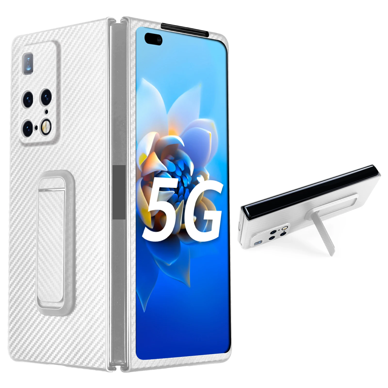Funda de lujo con textura de fibra de carbono para Huawei Mate X2, carcasa trasera de cuero a prueba de golpes para Huawei Mate X2-4