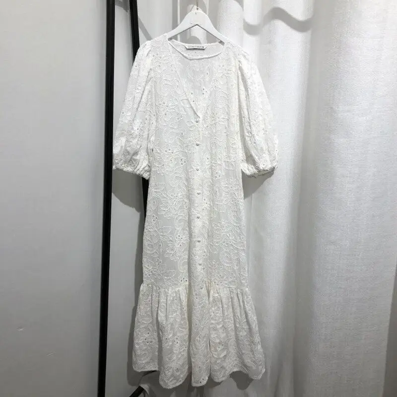 Женское платье с V-образным вырезом повседневное однотонное средней длины